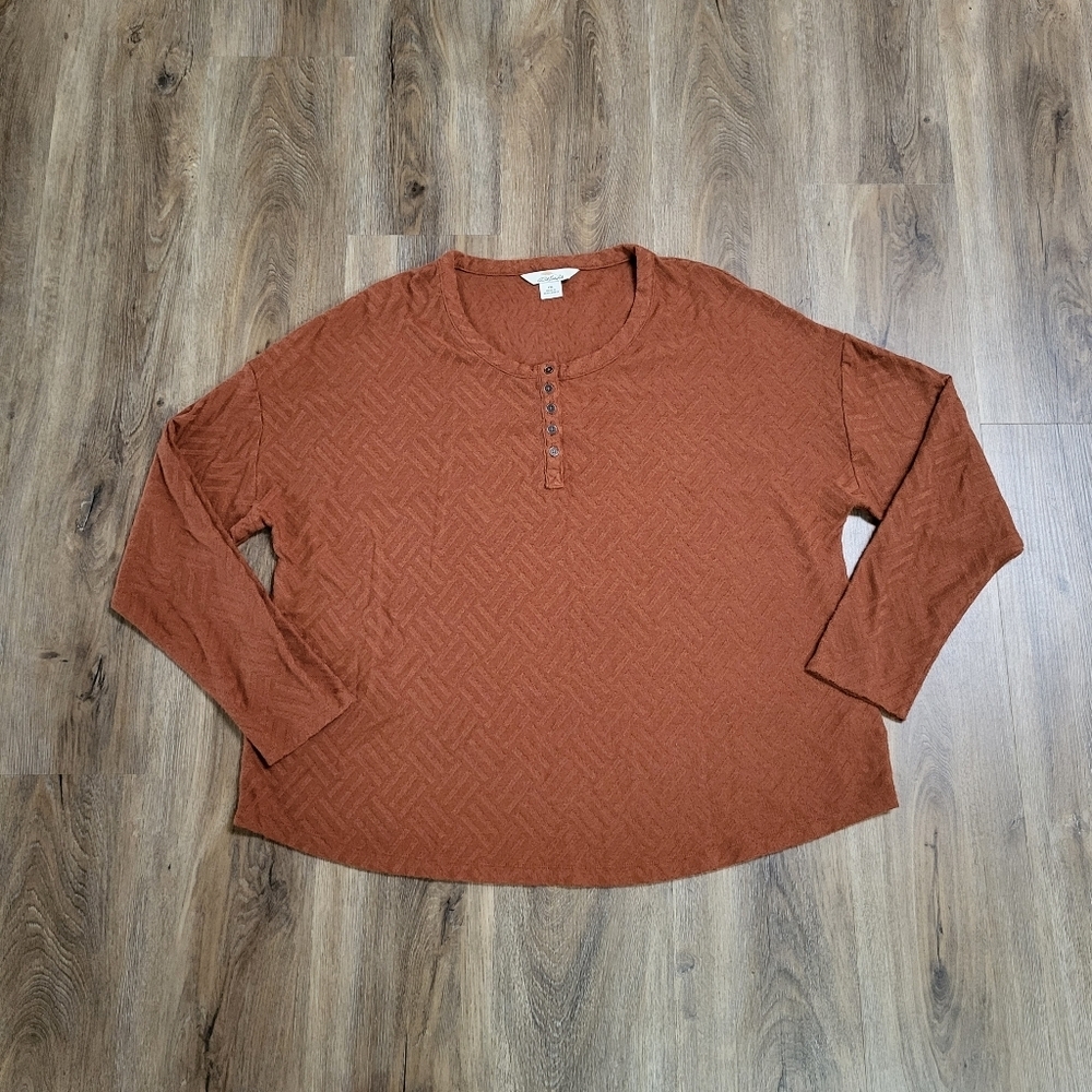 Bob Timberlake Womens Long Sleeve Top Size 2XL Bass Pro Shop Brown Sweater Brown